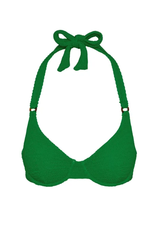 Honolulu Top - Palm Green Crinkle sold by Monday Swimwear