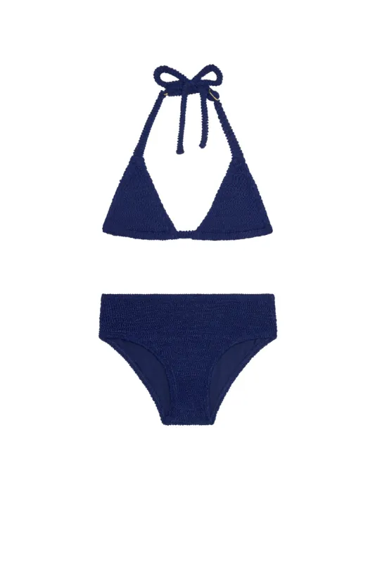 Palma Top & Seychelles Bottom Set - Midnight Crinkle sold by Monday Swimwear