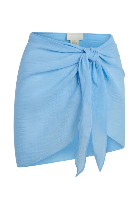 South Beach Sarong - Ibiza Blue Crinkle Linen sold by Monday Swimwear