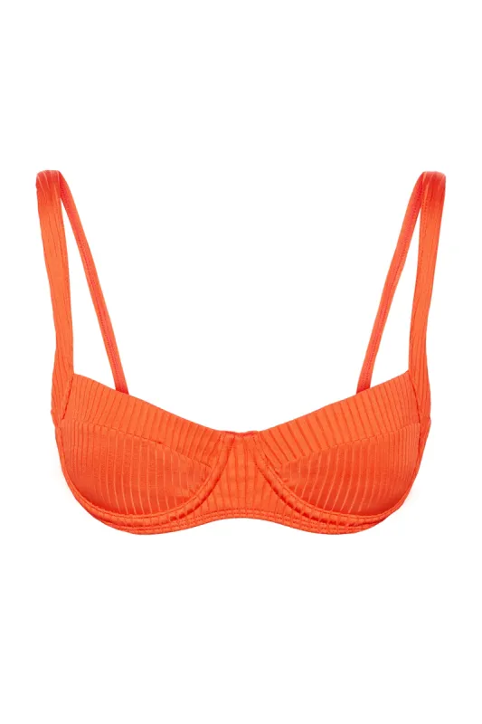 Sorrento Top - Papaya Wide Rib sold by Monday Swimwear