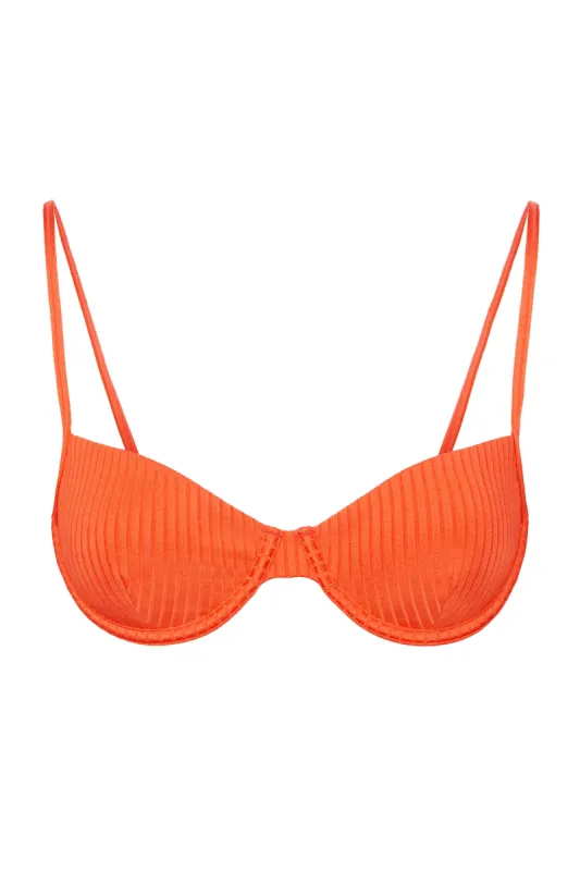 Capri Top - Papaya Wide Rib sold by Monday Swimwear