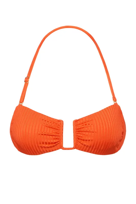 St. Martinique Bandeau - Papaya Wide Rib made by Monday Swimwear