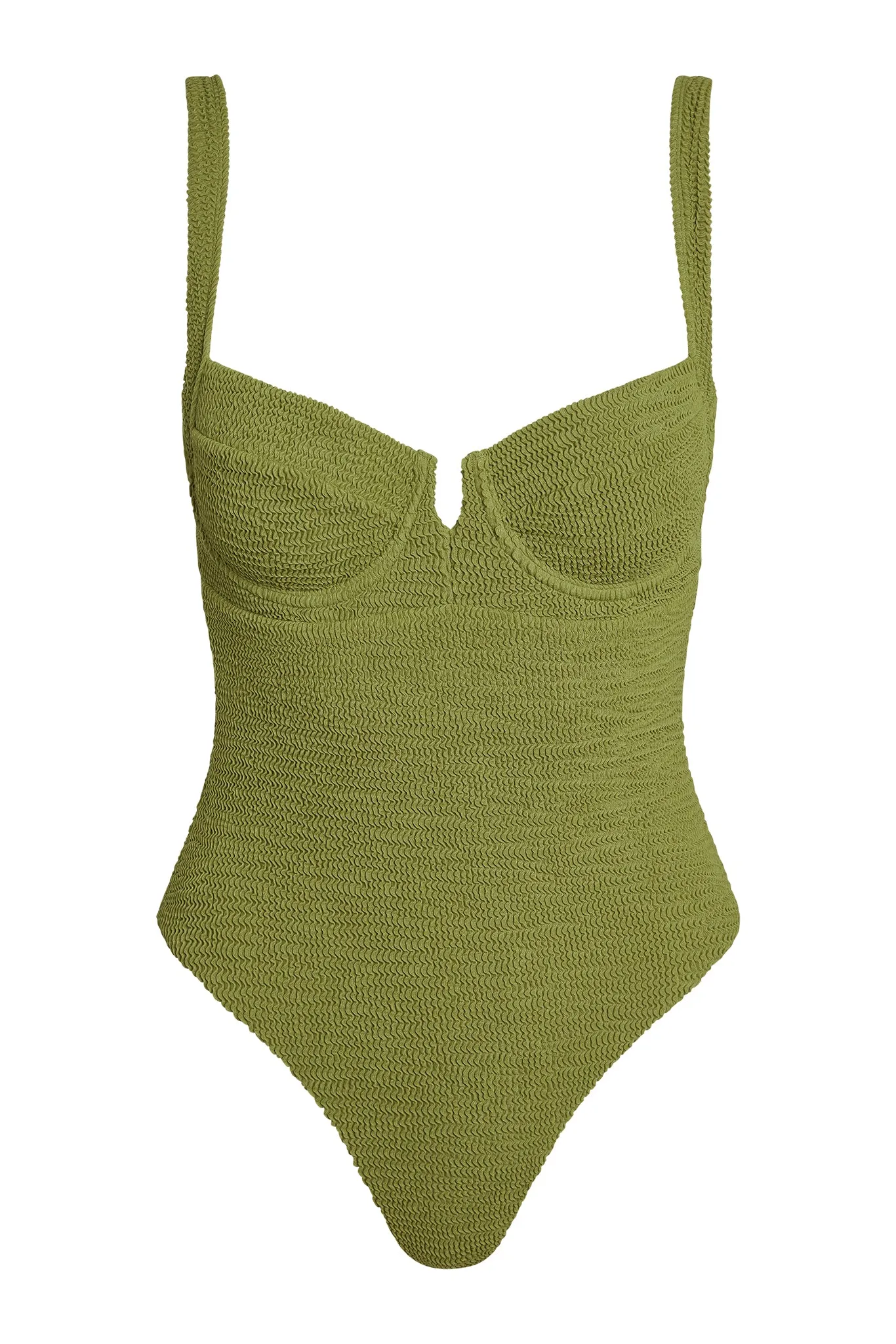 Clovelly One Piece - Vivid Moss Crinkle sold by Monday Swimwear