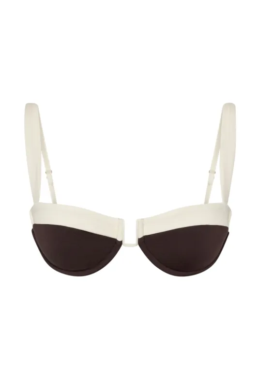 Cala Roja Top - Espresso/Ivory sold by Monday Swimwear