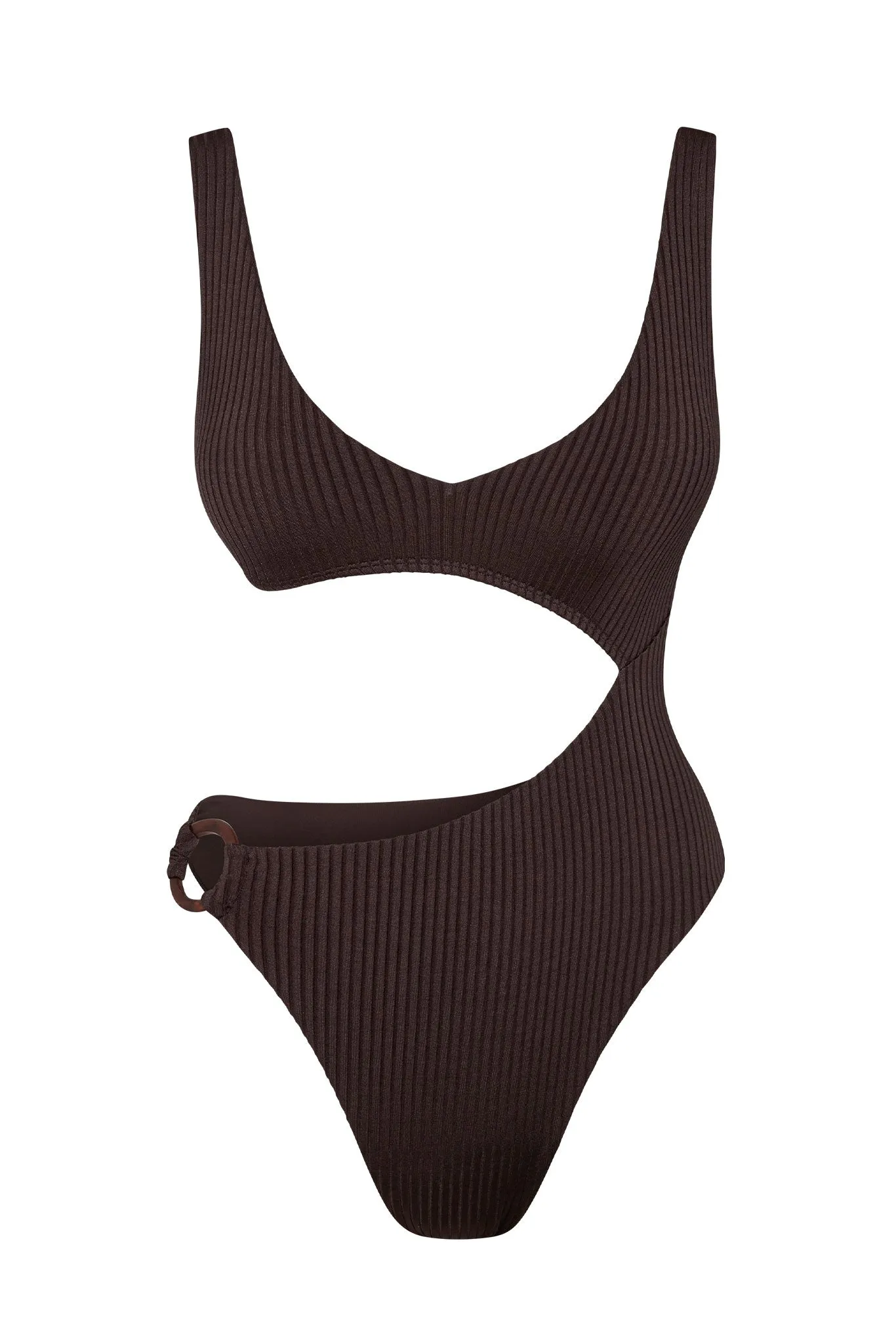 St. Barth's One Piece - Espresso Wide Rib sold by Monday Swimwear