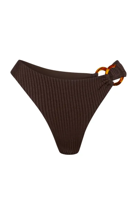 Bronte Bottom - Espresso Wide Rib sold by Monday Swimwear