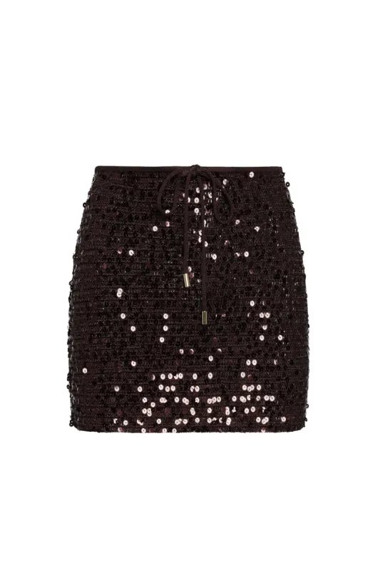 Cartagena Skirt - Espresso Sequin sold by Monday Swimwear