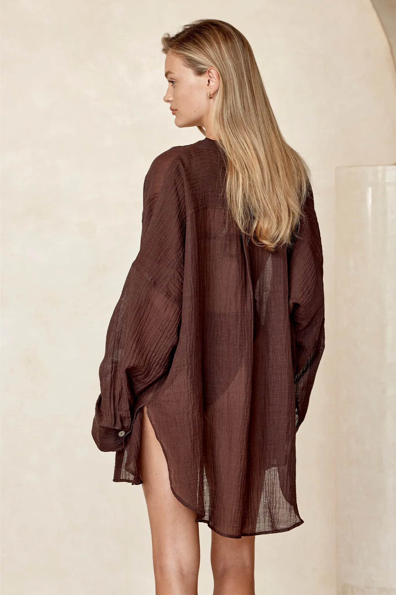 Barcelona Tunic - Espresso Crinkle Linen sold by Monday Swimwear product image thumbnail 4
