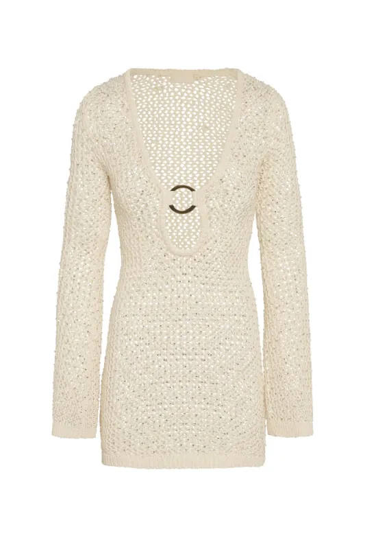 Montego Mini Dress - Ivory Diamond Crochet sold by Monday Swimwear