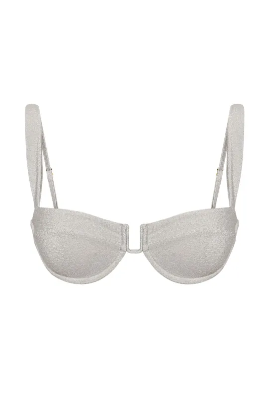 Cala Roja Top - Soft Silver Shimmer sold by Monday Swimwear