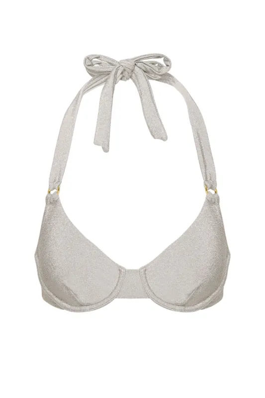 Honolulu Top - Soft Silver Shimmer sold by Monday Swimwear