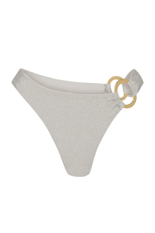 Bronte Bottom - Soft Silver Shimmer sold by Monday Swimwear