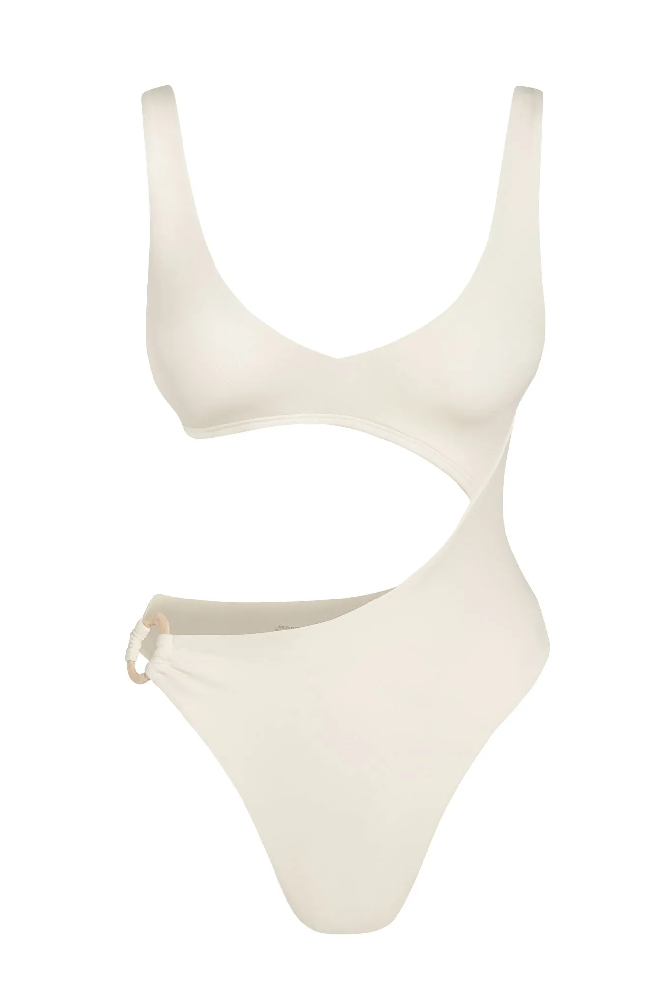 St. Barth's One Piece - Ivory w/ Pearl Ring sold by Monday Swimwear