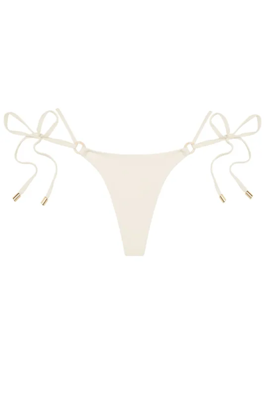 Hanalei Bottom - Ivory w/ Pearl Ring sold by Monday Swimwear
