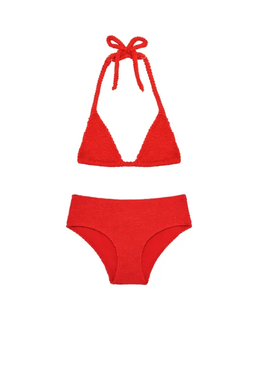 Palma Top & Seychelles Bottom Set - Chili Pepper Crinkle sold by Monday Swimwear