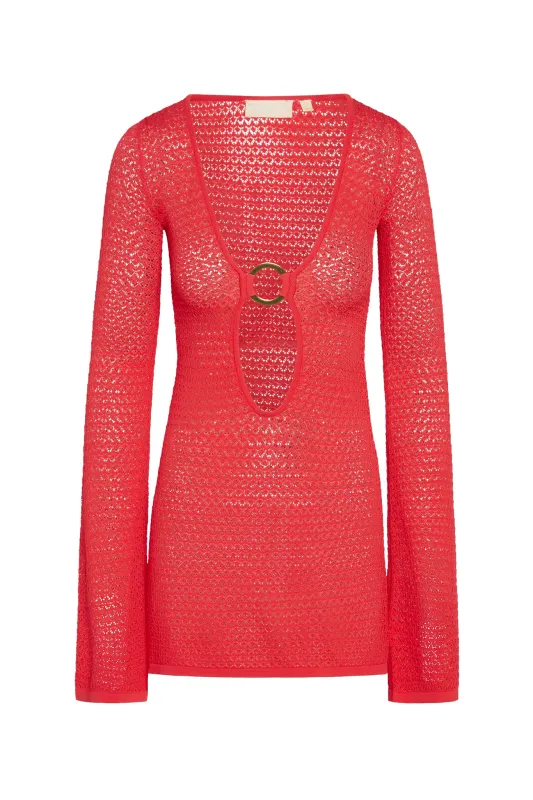 Montego Mini Dress - Strawberry Lace Crochet sold by Monday Swimwear