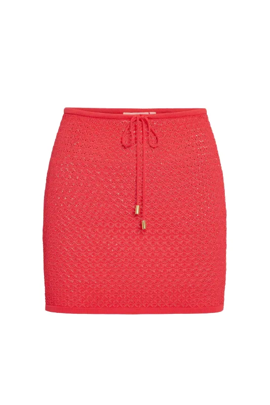 Cartagena Skirt - Strawberry Lace Crochet sold by Monday Swimwear