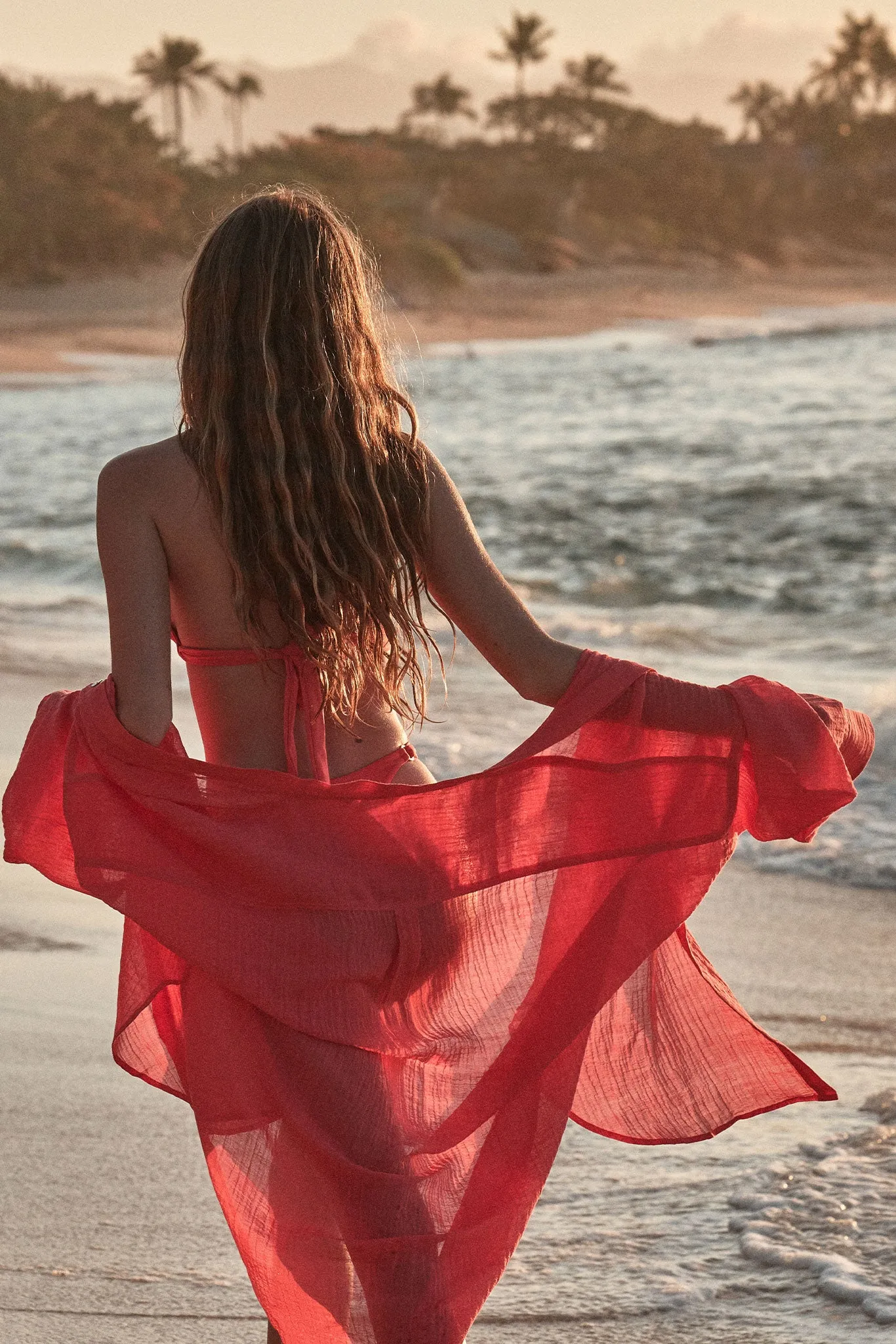 Barcelona Tunic - Strawberry Crinkle Linen sold by Monday Swimwear product image thumbnail 4