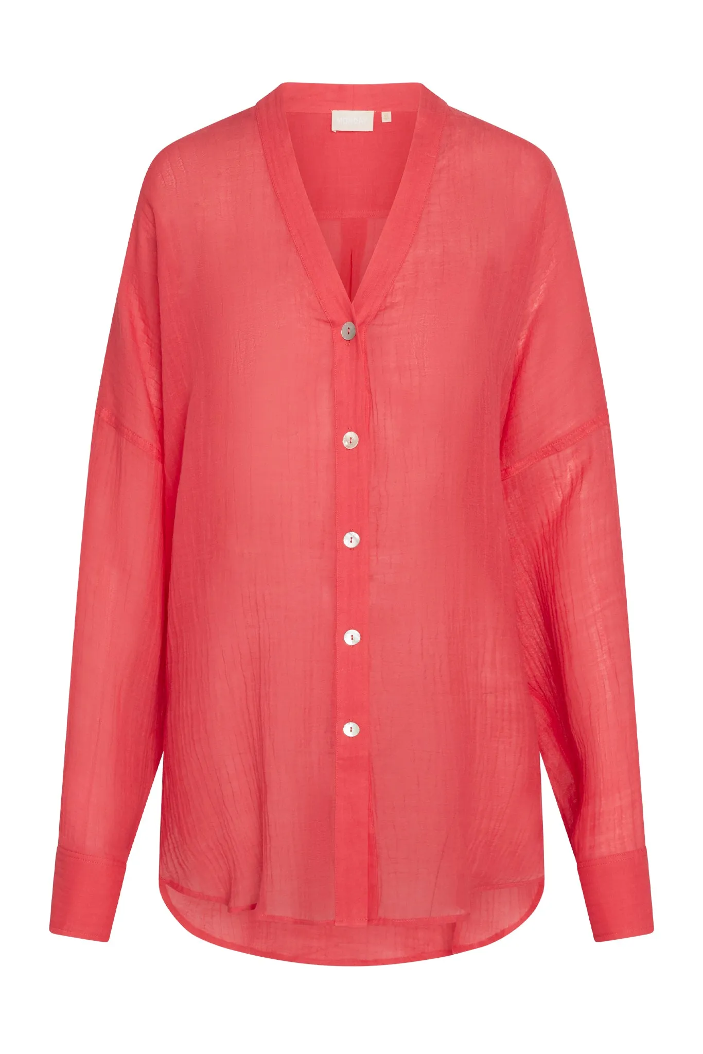 Barcelona Tunic - Strawberry Crinkle Linen sold by Monday Swimwear