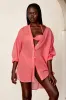 Barcelona Tunic - Strawberry Crinkle Linen sold by Monday Swimwear