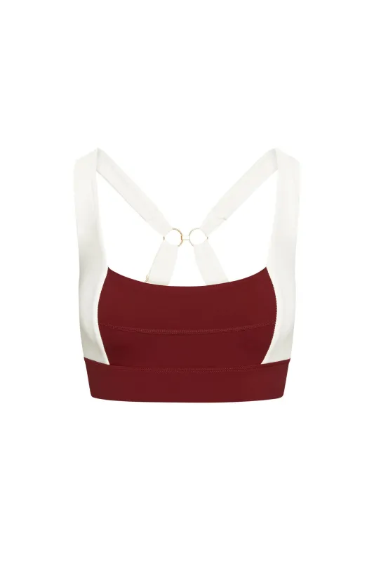 Arches “The Tash Bra” - Burgundy/Ivory sold by Monday Swimwear