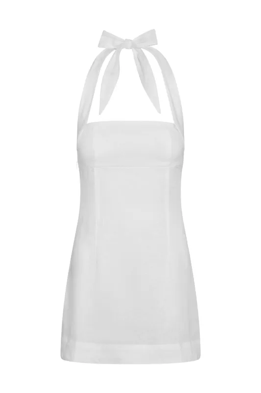 Montserrat Mini Dress - White Linen sold by Monday Swimwear