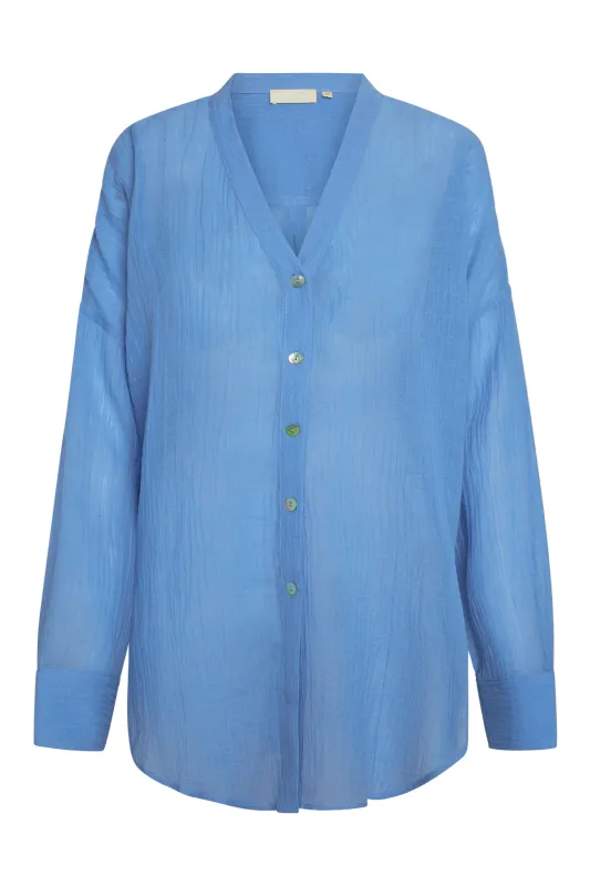 Barcelona Tunic - Azure Crinkle Linen sold by Monday Swimwear