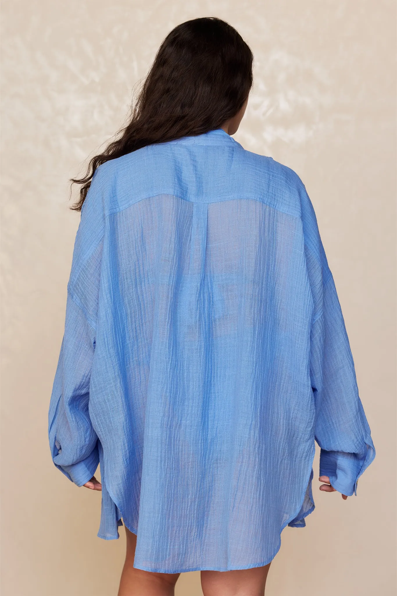 Barcelona Tunic - Azure Crinkle Linen sold by Monday Swimwear product image thumbnail 5