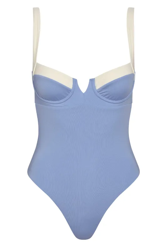 Clovelly One Piece - Azure/Ivory sold by Monday Swimwear