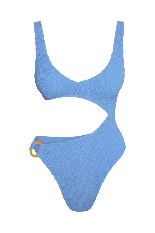 St. Barth's One Piece - Azure Crinkle sold by Monday Swimwear