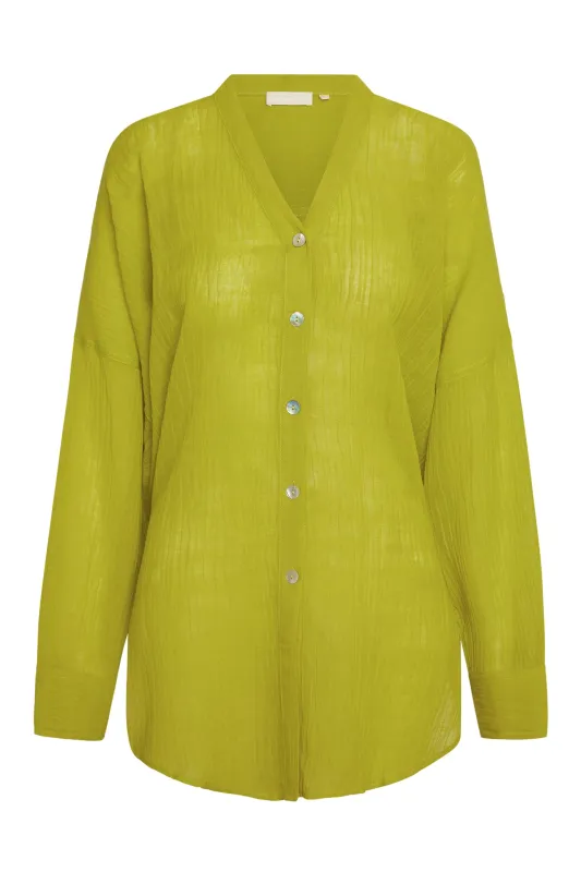 Barcelona Tunic - Chartreuse Crinkle Linen sold by Monday Swimwear