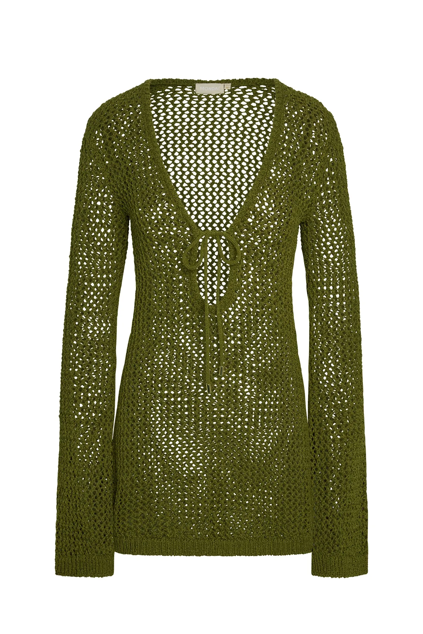 Montego Mini Tie Dress - Olive Petit Crochet sold by Monday Swimwear