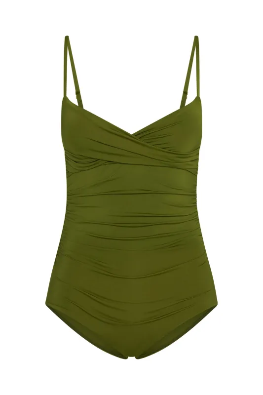 Bordeaux One Piece (Full Coverage) - Olive sold by Monday Swimwear