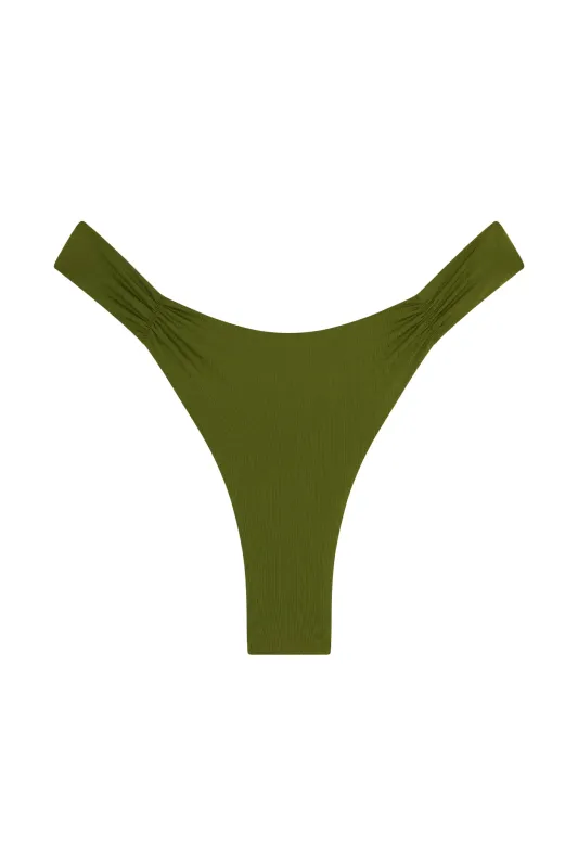 Clovelly High Leg Bottom - Olive sold by Monday Swimwear