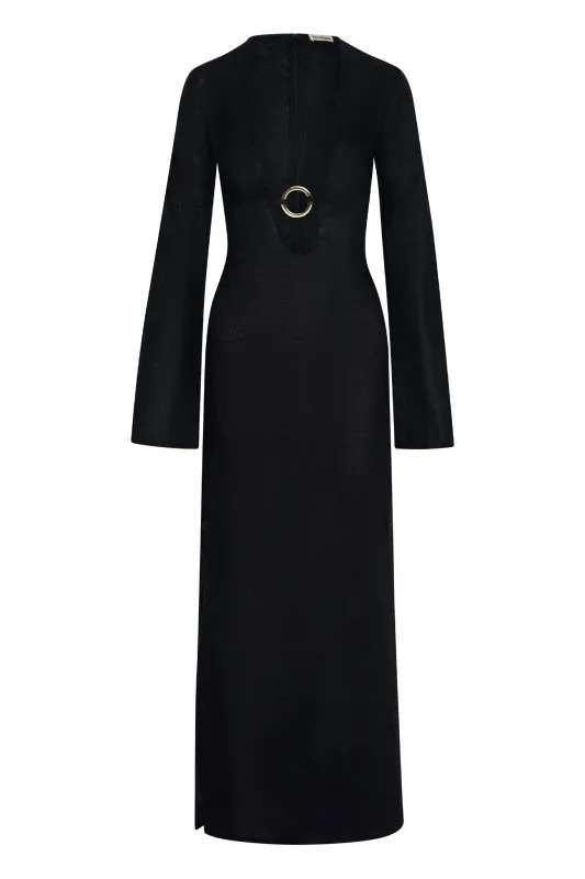 Montego Dress - Black Linen sold by Monday Swimwear