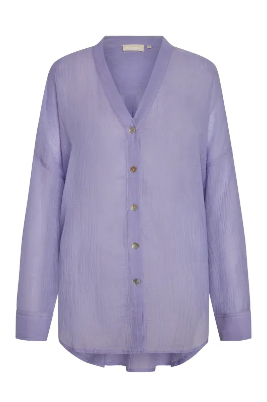 Barcelona Tunic - Wisteria Crinkle Linen sold by Monday Swimwear