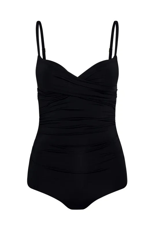 Bordeaux One Piece (Full Coverage) - Black sold by Monday Swimwear