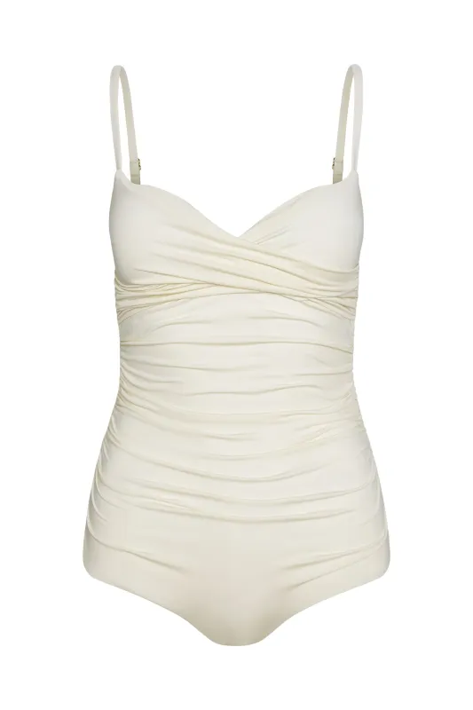 Bordeaux One Piece (Full Coverage) - Ivory sold by Monday Swimwear