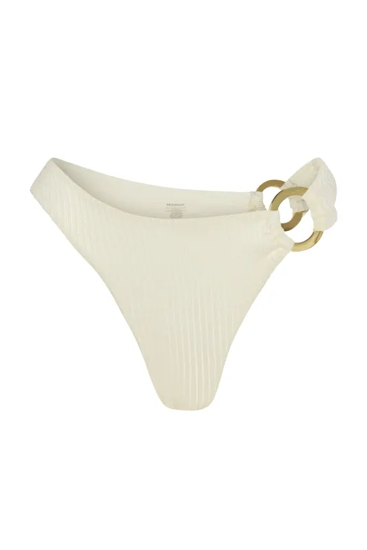 Bronte Bottom - Ivory Shiny Rib sold by Monday Swimwear