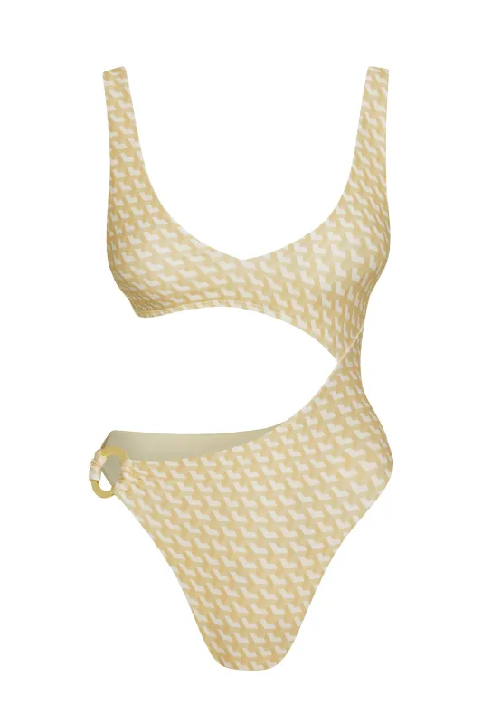 St. Barth's One Piece - Ivory Geo sold by Monday Swimwear