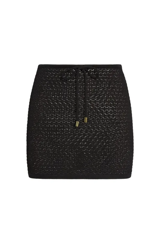 Cartagena Micro Skirt - Black Lace Crochet sold by Monday Swimwear