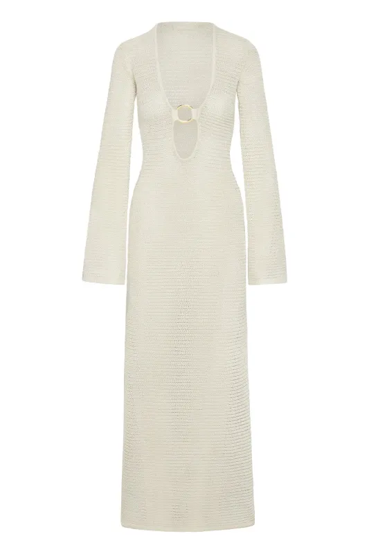 Montego Dress - Ivory Shiny Treble Knit sold by Monday Swimwear