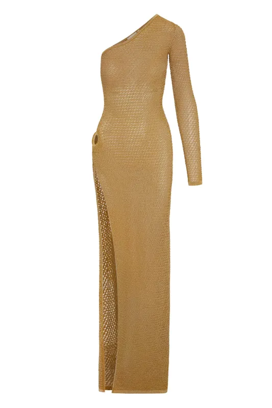 Palermo Dress - Antique Gold Lace Crochet sold by Monday Swimwear