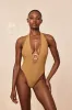Montego One Piece - Antique Gold Lurex Rib sold by Monday Swimwear