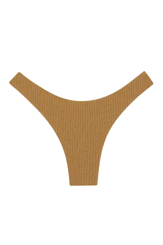 Byron Bottom - Antique Gold Lurex Rib sold by Monday Swimwear