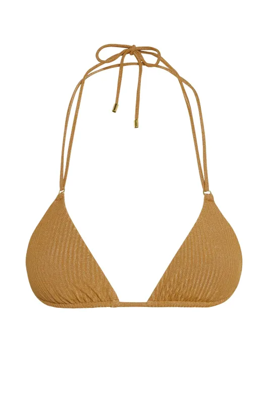 Hanalei Top - Antique Gold Lurex Rib sold by Monday Swimwear