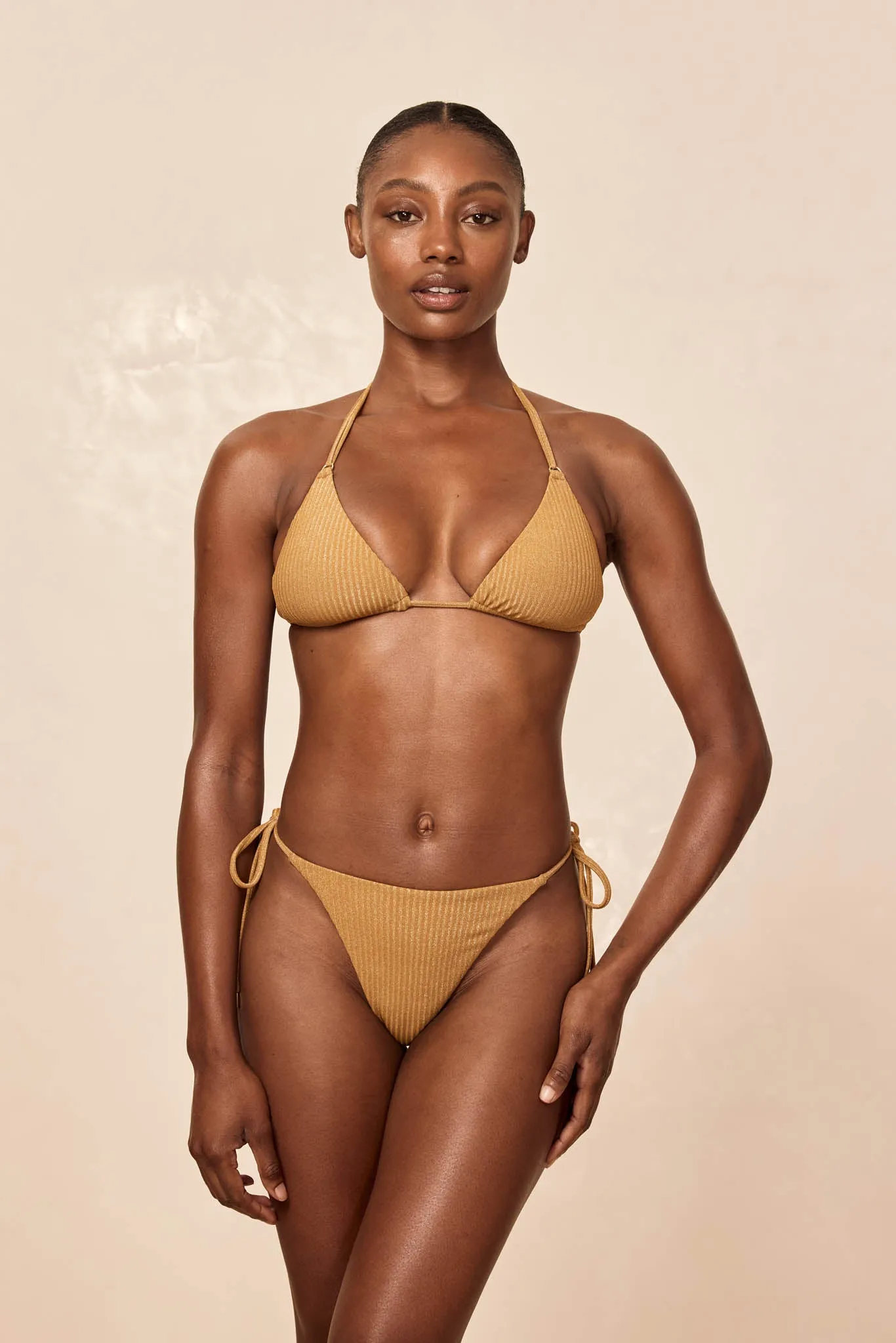 Hanalei Top - Antique Gold Lurex Rib sold by Monday Swimwear product image thumbnail 4