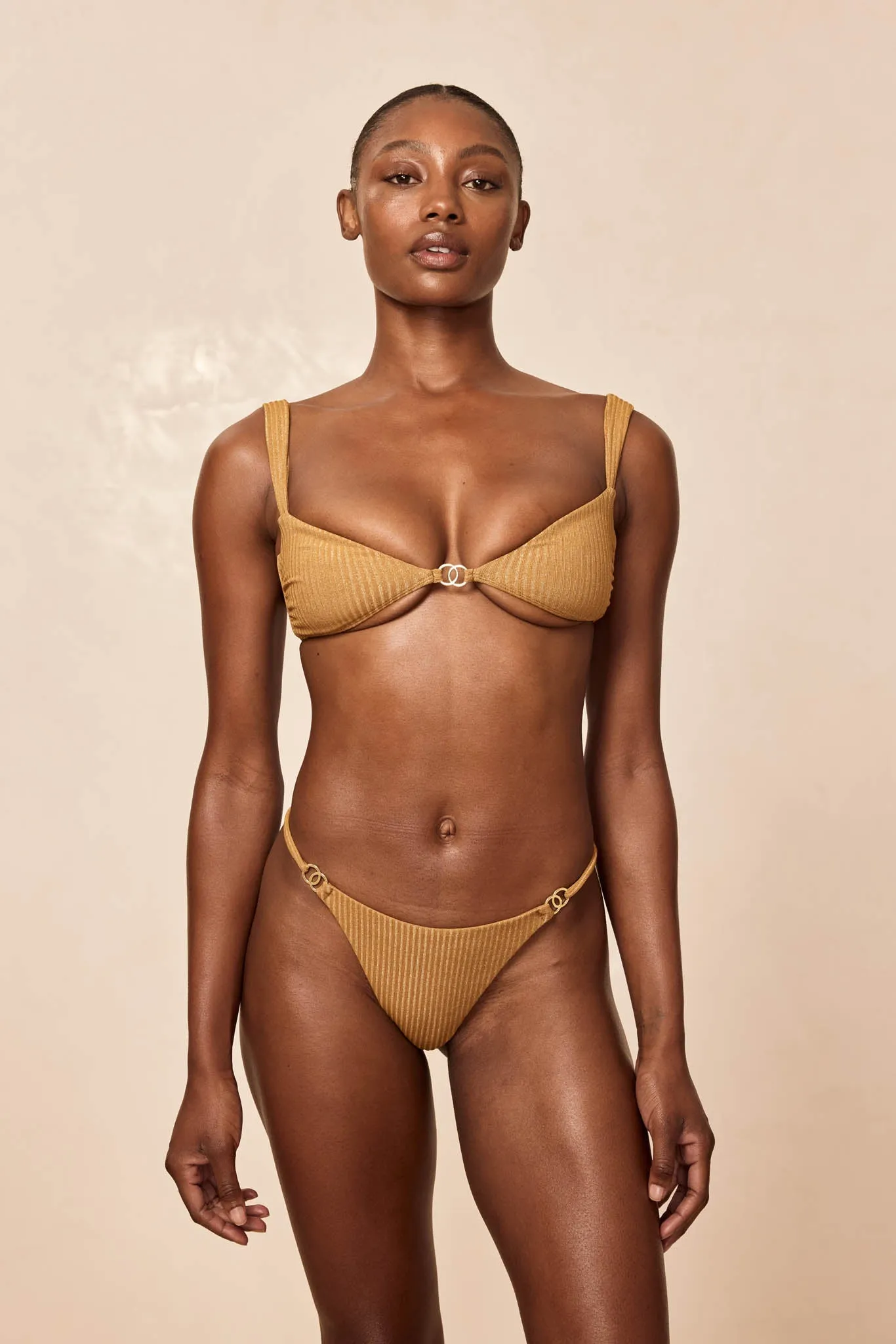Petit Ermitage Top - Antique Gold Lurex Rib (Small Bust) sold by Monday Swimwear product image thumbnail 3