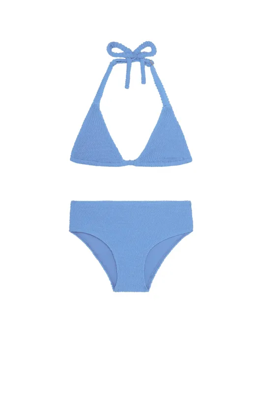 Palma Top & Seychelles Bottom Set - Azure Crinkle sold by Monday Swimwear