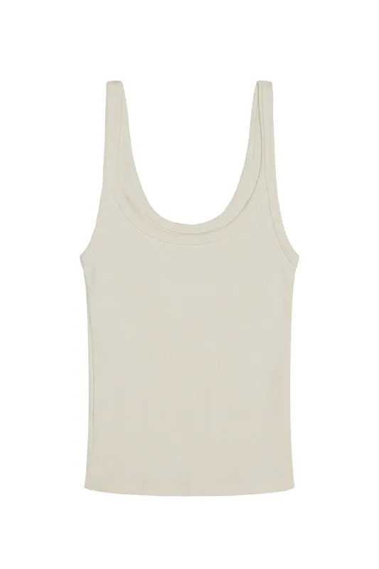 Devin Tank Crop - Ivory Rib sold by Monday Swimwear